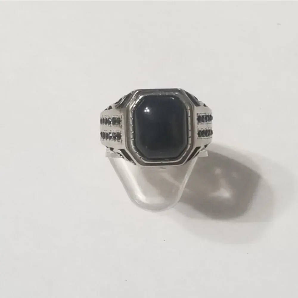 New stainless steel‎ black onyx ring size 14